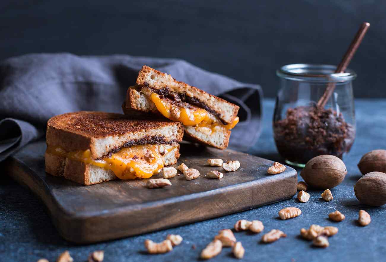 Grilled Vegan Cheese with Pecan and Sundried Tomato Spread