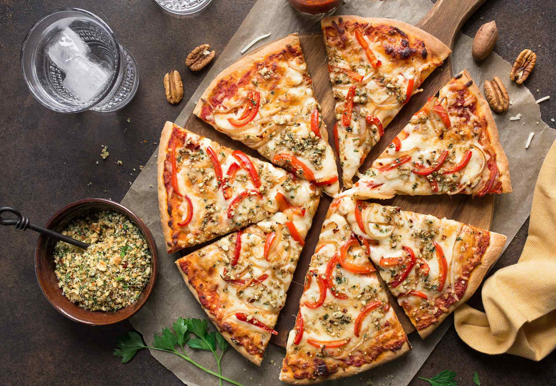 Pizza with Pecan Herb Topping